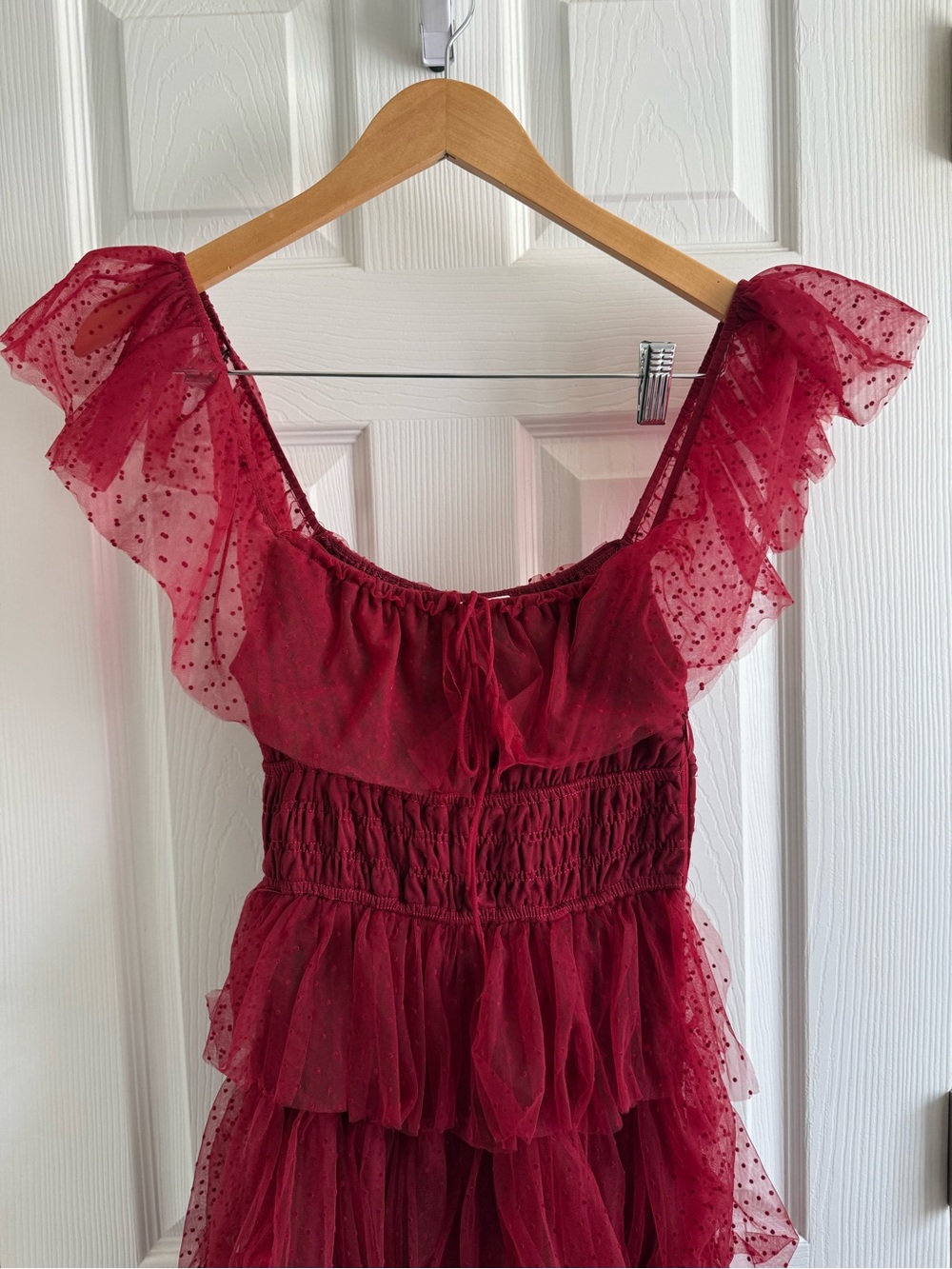 Petal & Pup Burgundy Ruffle Midi Dress